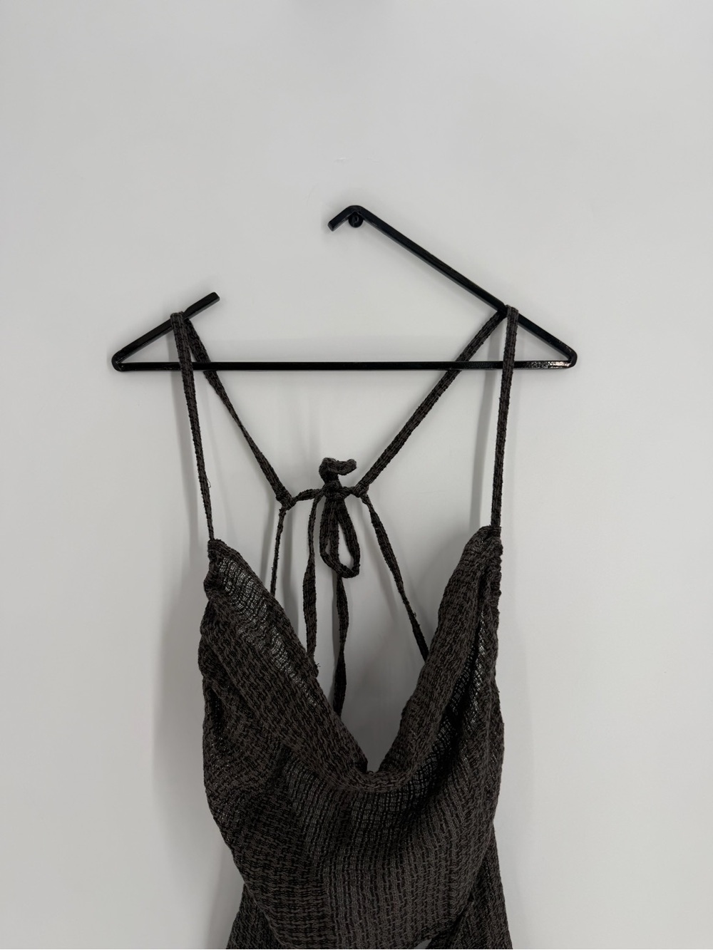 Le Kasha Kharga Detachable Convertible Linen Sheer Weave Dress Set In Charcoal